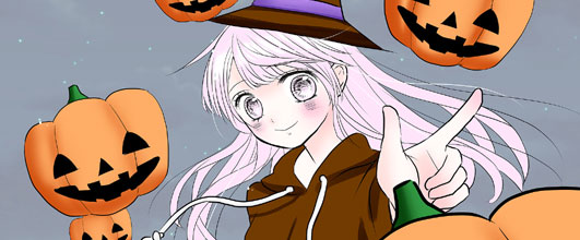 素材サイト「イラストAC」より、ハロウィンイラスト。小平帆乃佳さんの作品。 アイキャッチ画像。