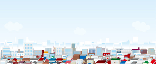 素材サイト「イラストAC」より、街並みシリーズ。こっそり出版さんの作品。 アイキャッチ画像。